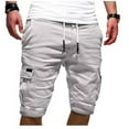 thumbnail image 1 of Odeerbi Lounge Workout Shorts for Men Sport Pure Color Bandage Shorts 2025 Casual Loose Sweatpants Drawstring Shorts White, 1 of 5
