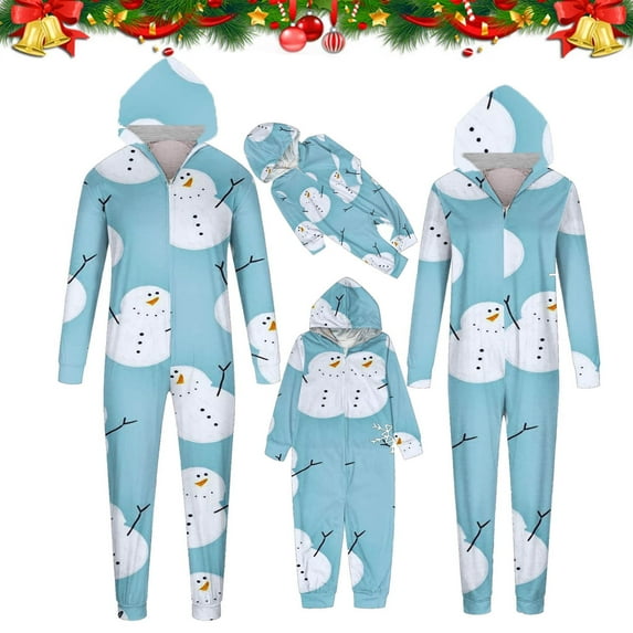 Odeerbi Matching Family Christmas Pajamas Sets Baby Hooded Onesie Romper Jumpsuits Boys Girls Xmas Cute Stripe Print 2025 Long Sleeve Plush Sleepwear Parent-Child Loungewear Jammies for Baby