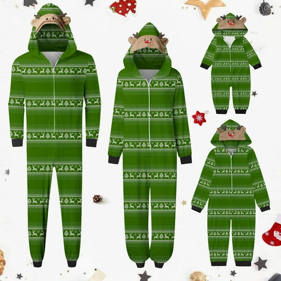 Odeerbi Matching Family Christmas Pajamas Sets Baby Romper Jumpsuits 2024 Fashion Xmas Print Family Jammies European And American Parent-Child Suit Loungewear Sleepwear for Baby