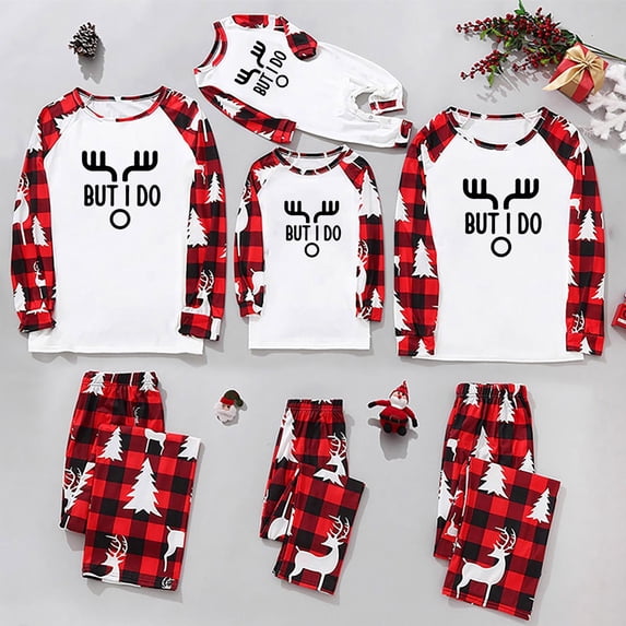 Odeerbi Matching Family Christmas Pajamas Sets Baby Romper Jumpsuits 2024 Fashion Xmas Print Family Jammies European And American Parent-Child Suit Loungewear Sleepwear for Baby