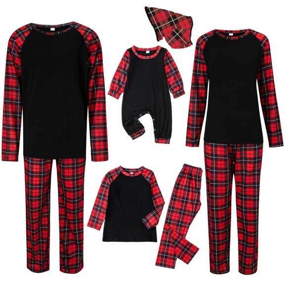 Odeerbi Matching Family Christmas Pajamas Sets with Dog Plaid Sleepwear 2025 Fashion Cute Xmas Plaid Lattice Print Pet Clothes Family Parent-Child Wear Loungewear Sleepwear Jammies for Dog