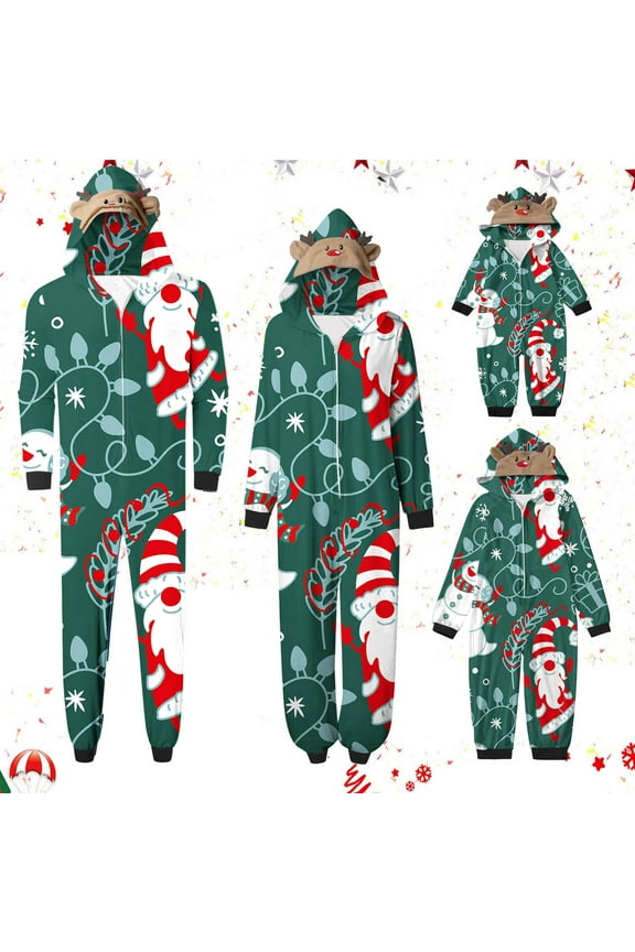 Matching Family Christmas Pajamas Sets Hooded Onesie Sleepwear Boys Girls Cute Xmas Snowman Print Plush Jumpsuit 2025 Long Sleeve Parent-Child Loungewear Sleepwear Jammies for Kids
