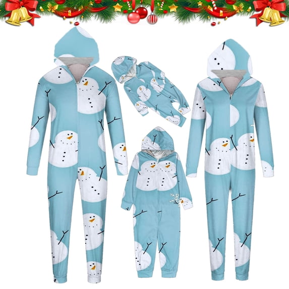 Odeerbi Matching Family Christmas Pajamas Sets Hooded Onesie Sleepwear Mens Xmas Stripe Print Long Sleeve Plush Jumpsuit Family Parent-Child Wear Loungewear Sleepwear Jammies for Dad