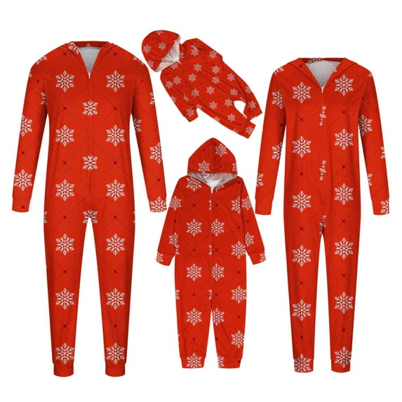 Odeerbi Matching Family Christmas Pajamas Sets Hooded Sleepwear Baby Child Xmas Printed Top and Pants Family Matching Jammies Set Loungewear for Kids