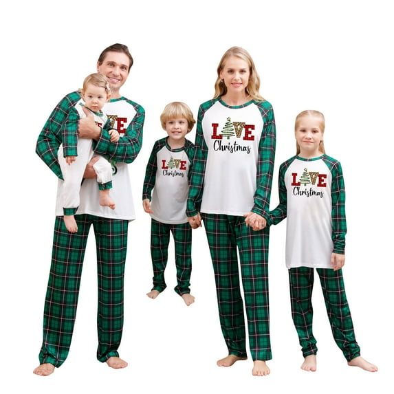 Odeerbi Matching Family Christmas Pajamas Sets Parent-Child Xmas Warm Two-piece Set Kid Home Wear Printed Jammies Set Loungewear Sleepwear for Kids