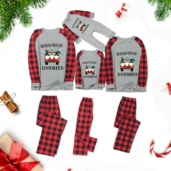 Odeerbi Matching Family Christmas Pajamas Sets Parent-Child Xmas Warm Two-piece Set Kid Home Wear Printed Jammies Set Loungewear Sleepwear for Kids