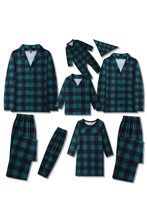 Matching Family Christmas Pajamas Sets Plaid Sleepwear Kids 2025 Fashion Cute Xmas Lattice Print Top and Pants Suit Parent-Child Family Wear Loungewear Sleepwear Jammies for Boys