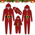 thumbnail image 1 of Odeerbi Matching Family Christmas Pajamas Sets Santa Claus Print Hooded Onesie Sleepwear Mens Xmas Stripe Print Plush Jumpsuit 2025 Long Sleeve Parent-Child Loungewear Sleepwear Jammies for Dad, 1 of 4