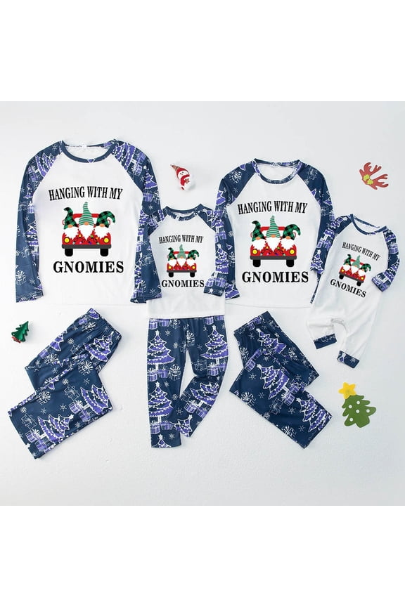 Matching Christmas Pajamas Sets Women Xmas Printed Loungewear Round Neck Tops and Pants Set Sleepwear