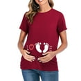 thumbnail image 1 of Odeerbi Maternity Clothes Maternity Blouse for Women Breastfeeding Fashion 2025 Casual Solid Color Print Short Sleeve Pregnant Tops Burgundy - A, 1 of 7