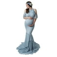 thumbnail image 1 of Odeerbi Maternity Dress for Photoshoot Womens Photography Props Lace Leaky Shoulders Floor-length Pregnant Dresses Blue, 1 of 5