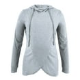 thumbnail image 1 of Odeerbi Maternity Ladies Breastfeeding Clothe Top Trendy Solid Color Print Short Sleeve Casual Hoodie Gray, 1 of 4