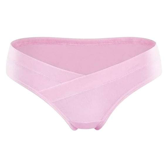 Odeerbi Maternity Underwear for Women 2025 Plus Size Comfortable Pregnant Solid Color Abdominal Panties Low Waiste Underpants Pink