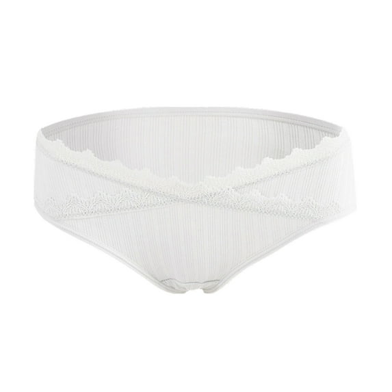 Odeerbi Maternity Underwear for Women 2025 Plus Size Comfortable Pregnant Solid Color Abdominal Panties Low Waiste Underpants White