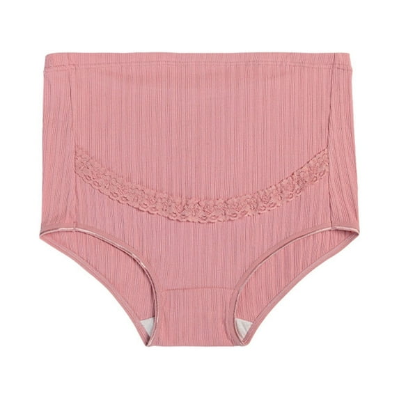 Odeerbi Maternity Underwear for Women 2025 Plus Size Comfortable Pregnant Solid Color Lace Abdominal Panties High Waiste Underpants Red