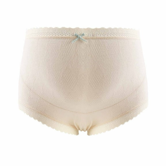 Odeerbi Maternity Underwear for Women 2025 Plus Size Pregnant Bowknot Shorts With High Waist Lace Abdominal Support Panties Pink
