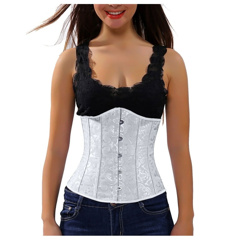 Odeerbi Medieval Boned Corset for Women 2024 Vintage Jacquard Shapewear Cinchers Waist Trainer Underbust Corset Belt Stomach Wrap Body Shaper Workout Girdle Green Walmart