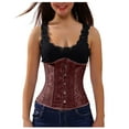 thumbnail image 1 of Odeerbi Medieval Boned Corset for Women 2025 Vintage Jacquard Shapewear Cinchers Waist Trainer Underbust Corset Belt Stomach Wrap Body Shaper Workout Girdle Coffee, 1 of 5