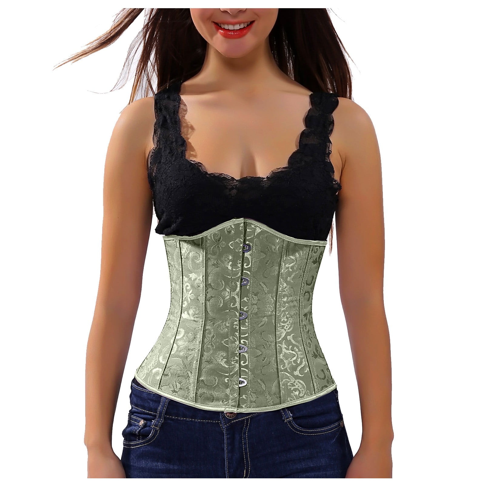 Odeerbi Medieval Boned Corset for Women Vintage Jacquard  display picture 3