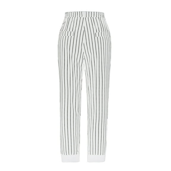 Odeerbi Men Full Length Pants Trousers Striped 2025 Casual Pants Summer Ultra-high Texture 2025 Casual Pants White