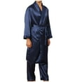 thumbnail image 1 of Odeerbi Men Satin Robe Sleepwear Solid 2025 Casual Long Sleeves Lace-up Home Pocket Long Pajama Robe Shorts Blue, 1 of 5