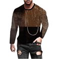 thumbnail image 1 of Odeerbi Men Shirts Long Sleeve Round Neck Blouses Digital Printing 3D Gradient Casual T-shirt Top Brown, 1 of 5