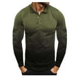 thumbnail image 1 of Odeerbi Men Shirts Long Sleeve Round Neck Blouses Printing Turn-Down Collar Pullover Tops 2025 Casual Slim Basic T-Shirt Olive Green, 1 of 3
