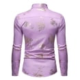 thumbnail image 1 of Odeerbi Men Turndown Collar Blouse Shirts Long Sleeve Nightclub Shiny Golden 3D Rose Printed Slim Button Down Party Dresseses Shirt Navy, 1 of 4
