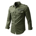 thumbnail image 1 of Odeerbi Men Turndown Collar Blouse Shirts 2025 Long Sleeve Workwear Shirt Plus Size Work Clothes Cotton Long-sleeved Shirt Loose Olive Green, 1 of 3