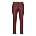 thumbnail image 1 of Odeerbi Men's 2025 Casual Leather Pants Punk Retro Gothic Slim Pants Solid Color Full Length Pants Burgundy, 1 of 5