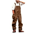 thumbnail image 1 of Odeerbi Men's Bib Overalls Loose Retro Cargo Pants Large Size Casual Overalls Brown, 1 of 6