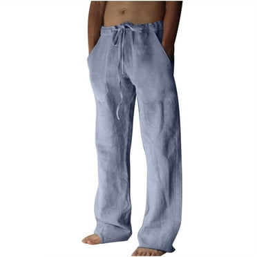 Odeerbi Men's Cotton Linen Beach Pants Drawstring Wide Leg Pants Elastic Waist Breathable Comfortable Soft Pants 2025 Casual Full Length Trousers Green