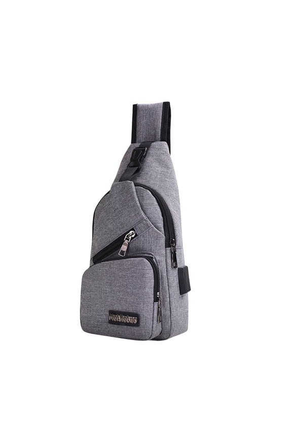 Men's Crossbody Bags Canvas Charging Chest Bag Backpack Korean Version Casual Shoulder Messenger Bag Navy