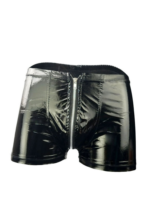 Mens Boxer Briefs 2025 Valentine's Day Sexy Underwear Faux Leather String Thong Girly Sexy Tight Panties Black