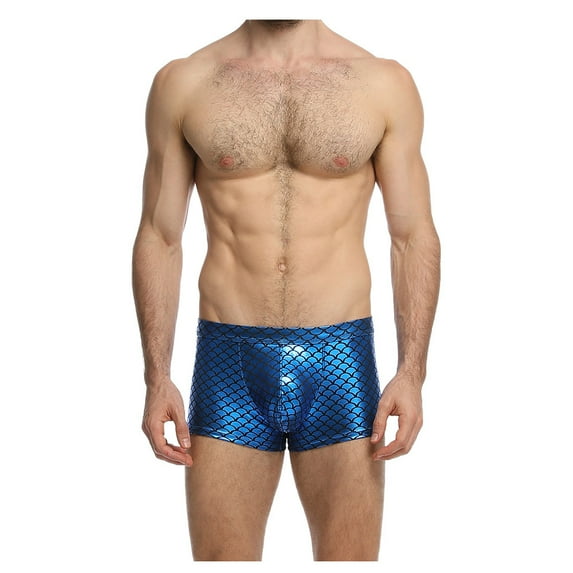 Odeerbi Mens Boxer Briefs 2025 Valentine's Day Sexy Underwear Transparent Shorts Hot Lip Print Underpants Blue