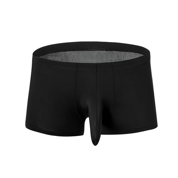 Odeerbi Mens Boxer Briefs Valentine's Day Solid Briefs 2025 Fashion Underwear Personalized Mid-waist Hoop Panties Buttock Covering Briefs Black