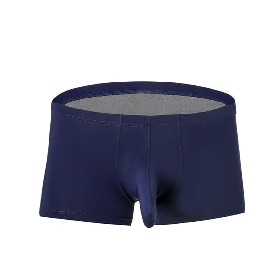 Odeerbi Mens Boxer Briefs Valentine's Day Solid Briefs 2025 Fashion Underwear Personalized Mid-waist Hoop Panties Buttock Covering Briefs Blue