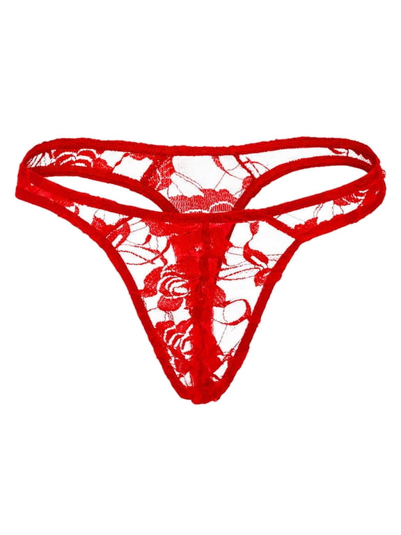 Mens Lace T-back Thong Jockstrap Underwear Valentine's Day Fashion Sexy Full Lace Strap Underwear Sexy Underwear Lingerie