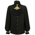 thumbnail image 1 of Odeerbi Mens Pirate Shirt Steampunk Gothic Ruffled Shirt Renaissance Medieval Shirt Stand Collar Court Pleated Shirt Red, 1 of 8