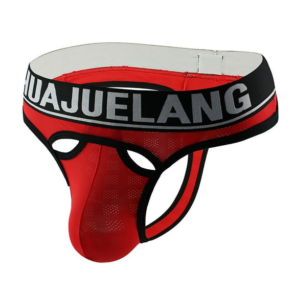 Odeerbi Mens Sexy Thong Underwear 2025 Fashion Breathable Boxer Shorts Sleepwear Red