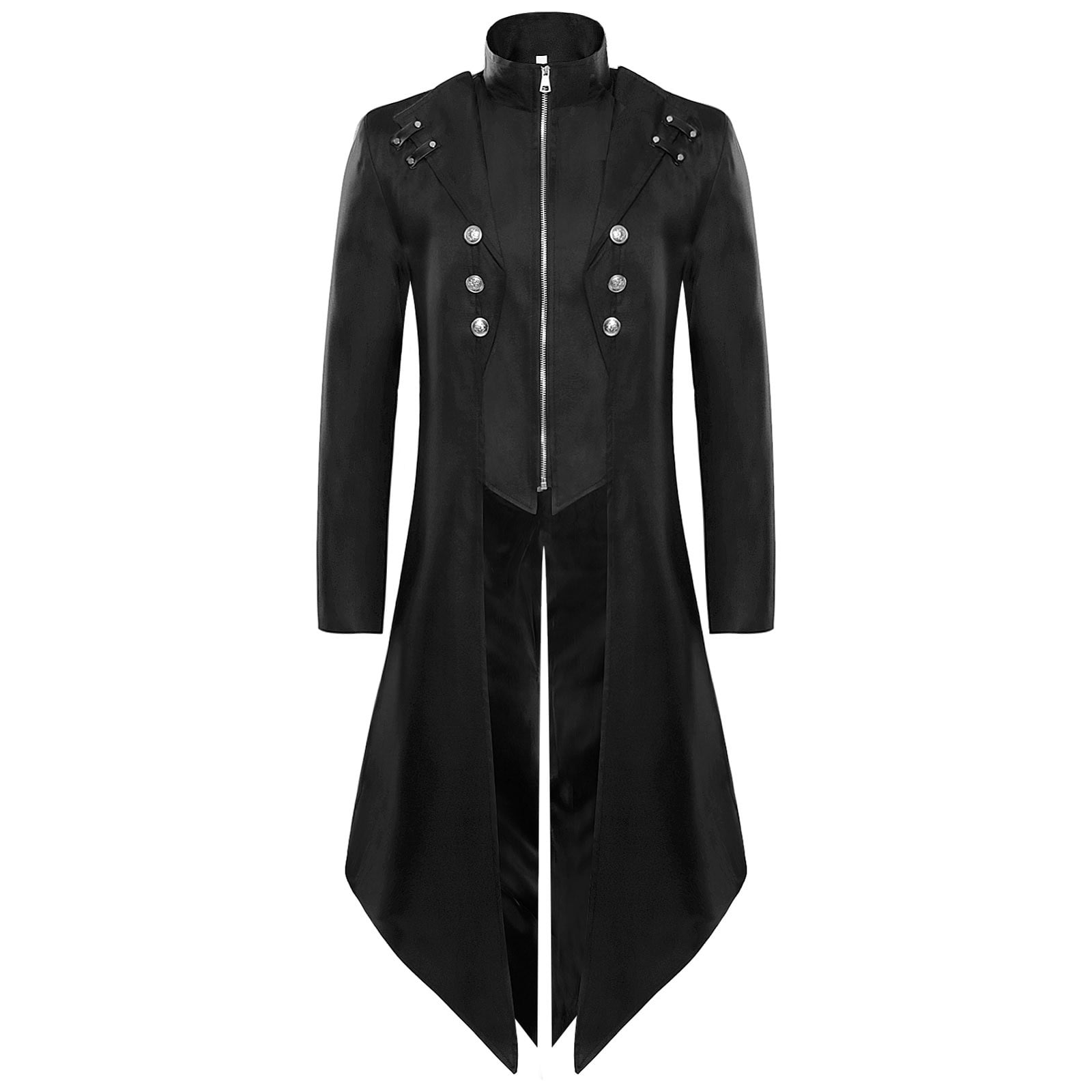 Odeerbi Mens Steampunk Tailcoat Gothic Medieval Jacket Frock Uniform ...