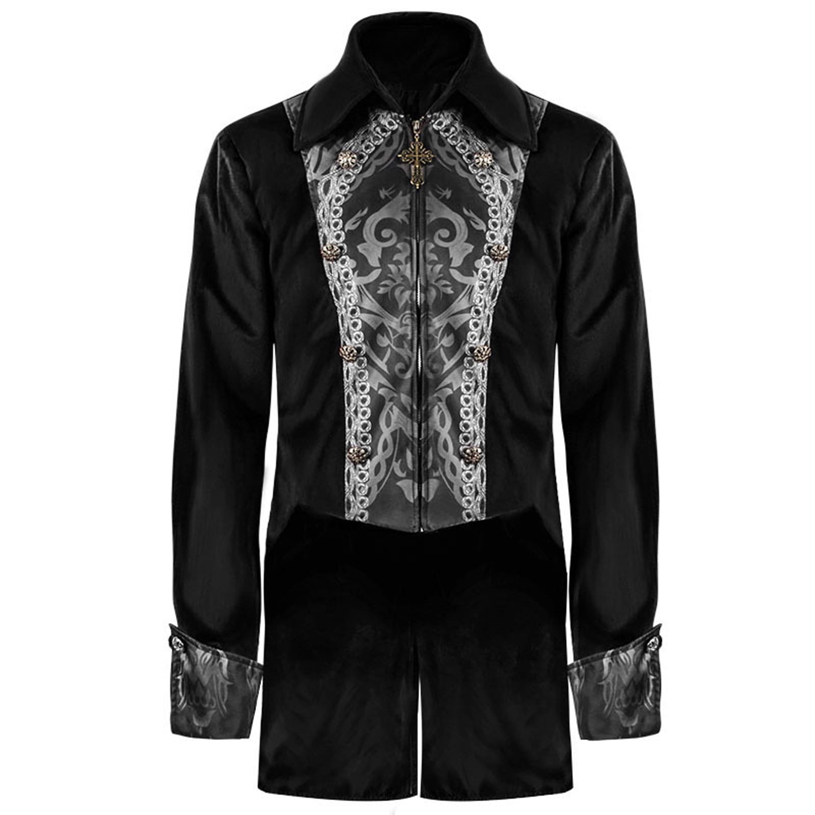 Odeerbi Mens Steampunk Tailcoat Gothic Medieval Jacket Frock Uniform ...