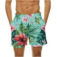 thumbnail image 1 of Odeerbi Mens Swim Trunks Hawaiian Tropical Print Bord Shorts Summer Beach Swimming Trunks Loose Beach Shorts with Pocket Swimming Pants Green, 1 of 6