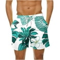 thumbnail image 1 of Odeerbi Mens Swim Trunks Hawaiian Tropical Print Bord Shorts Summer Beach Swimming Trunks Loose Beach Shorts with Pocket Swimming Pants Green, 1 of 6