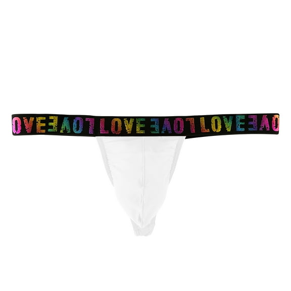 Odeerbi Mens Thong Jockstrap Underwear Valentine's Day 2025 Casual Fashion Solid Sexy Underwear Thong Buttock Lift Breathable Briefs White