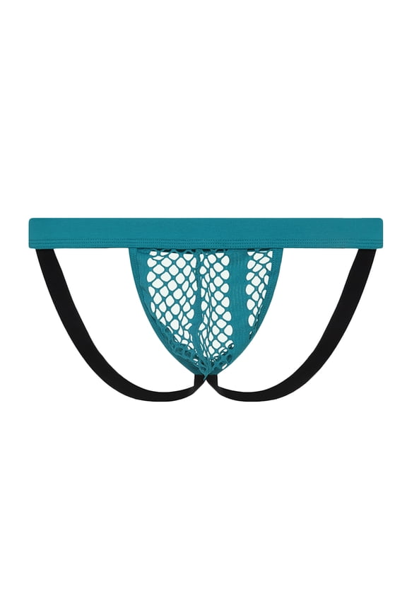 Mens Thong Jockstrap Underwear Valentine's Day 2025 Casual Fashion Solid Sexy Underwear Mesh Striped Breathable Low Waist Briefs Green