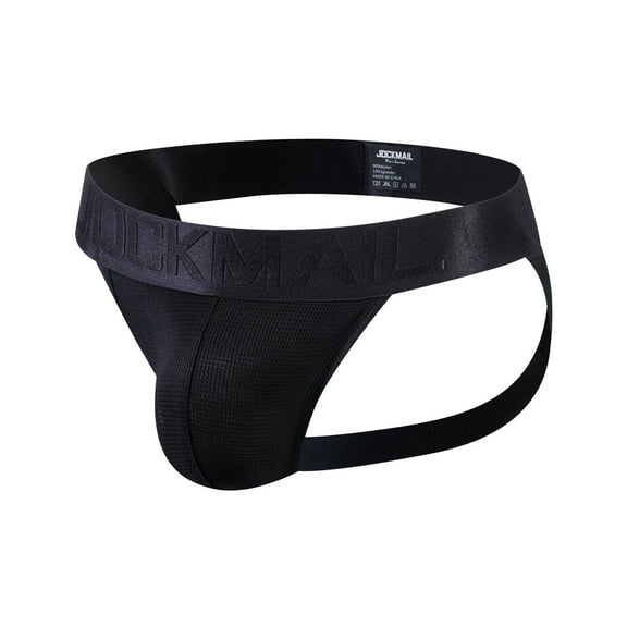 Odeerbi Mens Thong Jockstrap Underwear Valentine's Day 2025 Casual Fashion Solid Sexy Underwear Thong Buttock Lift Breathable Briefs Black
