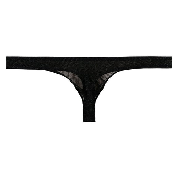 Odeerbi Mens Thong Underwear 2025 Casual Fashion Solid Erogenous Ultrabook Low Waist Seamless Thong Black