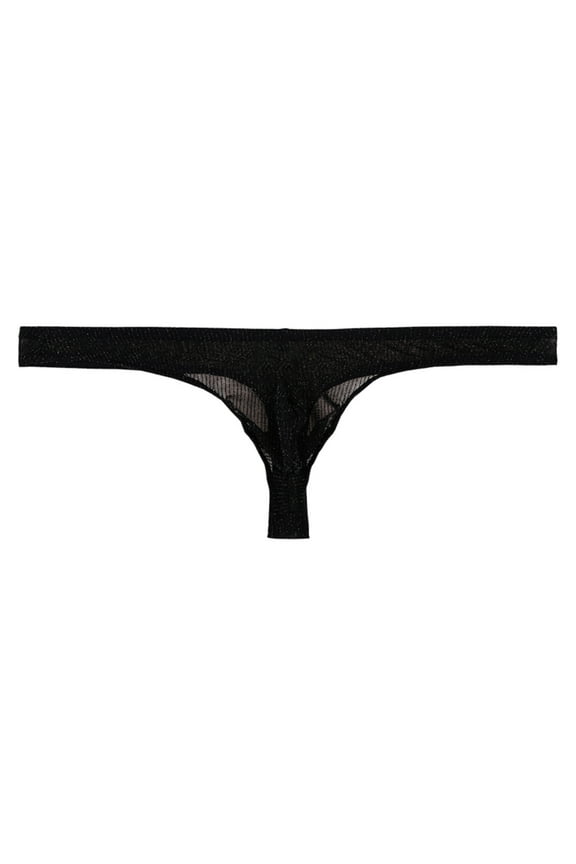 Mens Thong Underwear 2025 Casual Fashion Solid Erogenous Ultrabook Low Waist Seamless Thong Black