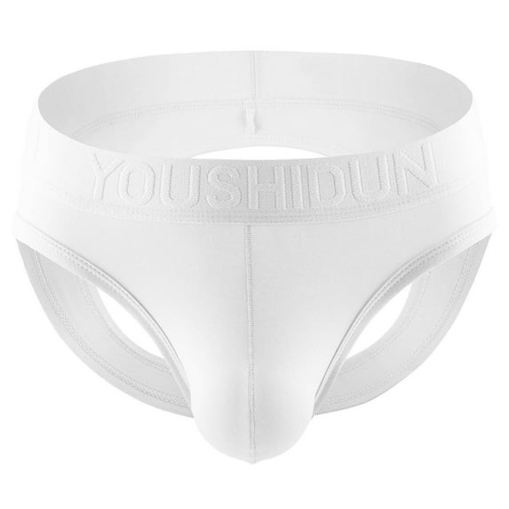 Odeerbi Mens Thong Valentine's Day 2025 Casual Solid Hollow-carved Design Sexy Breathable Low Waist Underwear Pants White